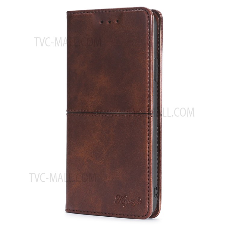 PU Leather Phone Cover Auto-absorbed Design Stand Protector Case with Card Slots for Samsung Galaxy S22 Plus - Dark Brown-2