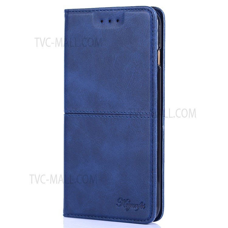 Auto-absorbed Leather Stand Protector Case with Card Slots for Samsung Galaxy S22 Ultra - Blue-2