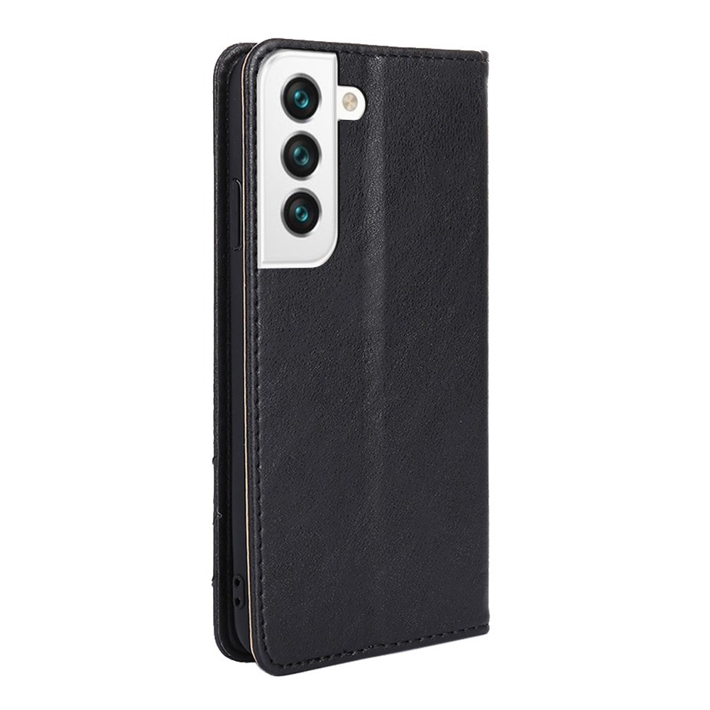 Triangle Stitching Line Shock-resistant Leather Wallet Phone Stand Case for Samsung Galaxy S22 Plus - Black-3