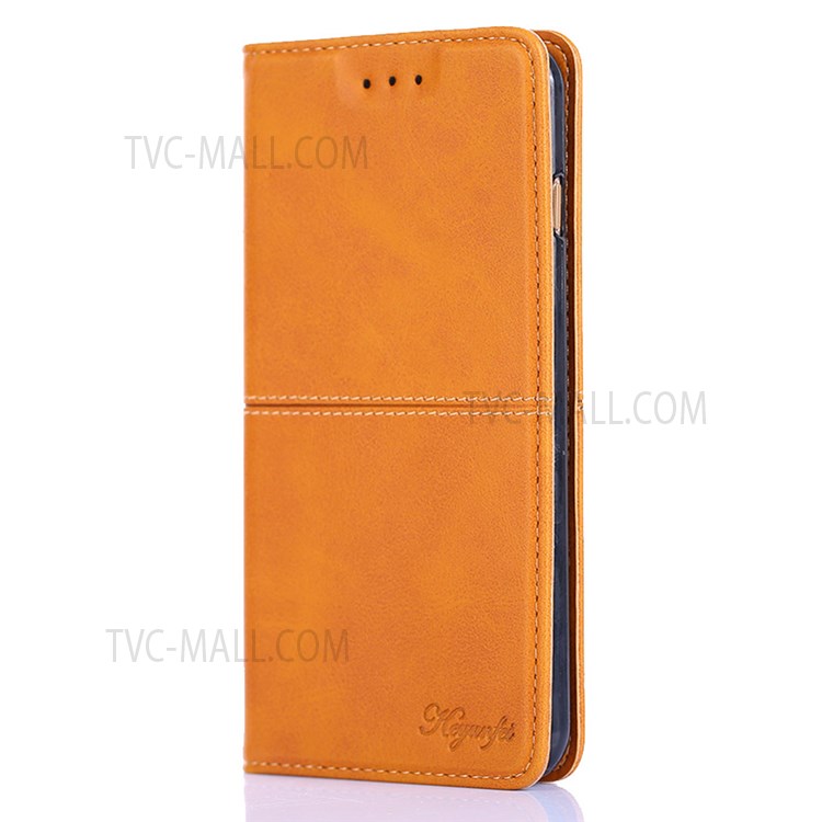 For Samsung Galaxy A13 5G Shockproof Auto-absorbed PU Leather+TPU Stand Phone Case - Light Brown-2