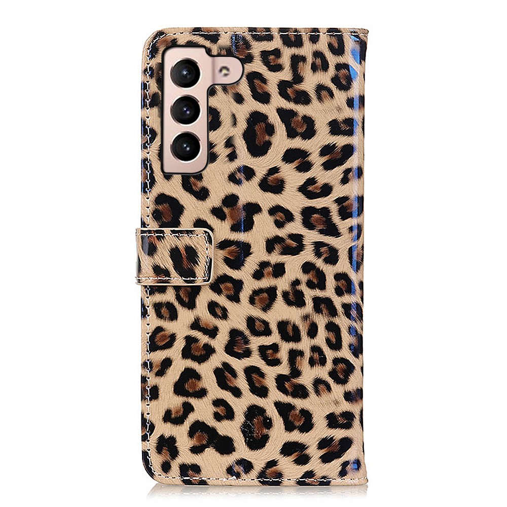 Phone Protector Full Protection Wallet Design Leopard Pattern Leather Mobile Phone Cover for Samsung Galaxy S22-3