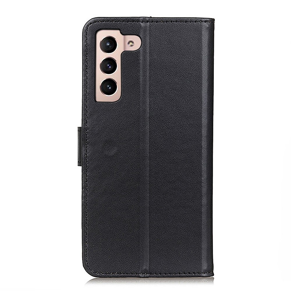PU Leather Full Protection Wallet Stand Phone Case Shell for Samsung Galaxy S22 - Black-3