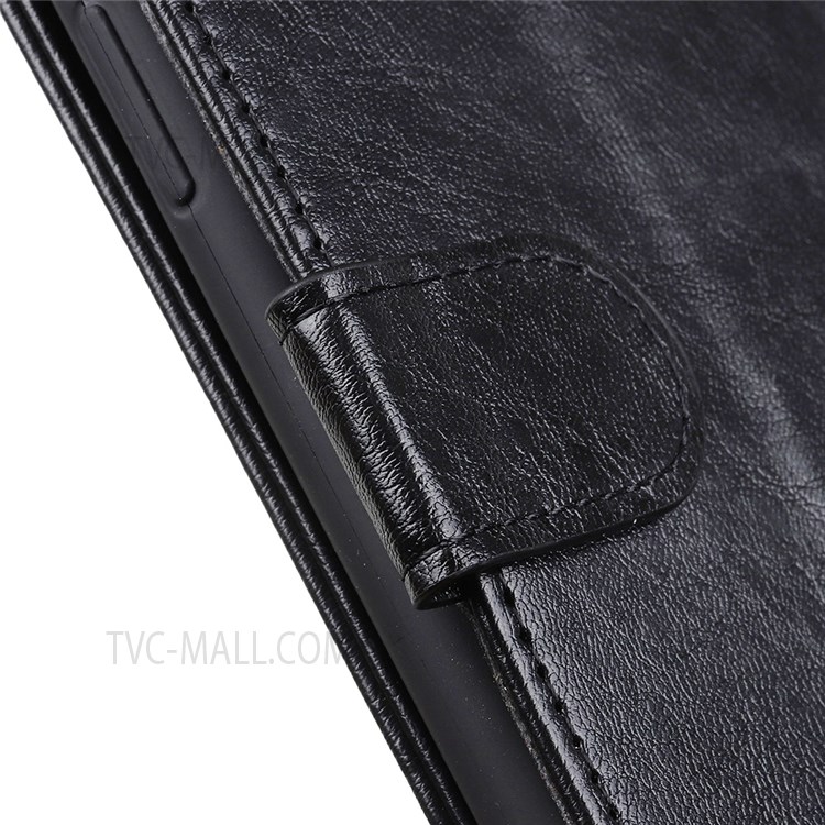 Crazy Horse PU Leather Wallet Shell Anti-fall Cell Phone Stand Cover for Samsung Galaxy S22 - Black-7