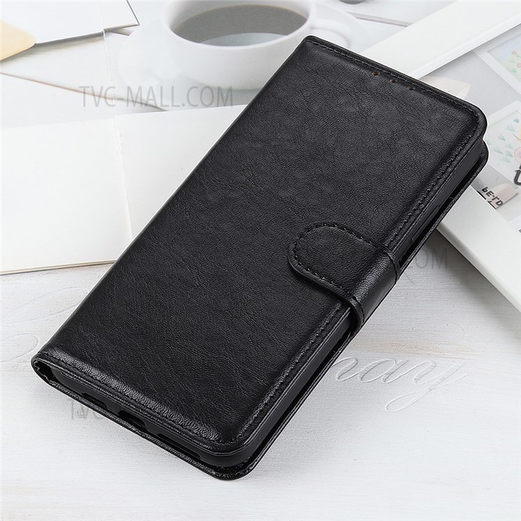 Crazy Horse PU Leather Wallet Shell Anti-fall Cell Phone Stand Cover for Samsung Galaxy S22 - Black-9