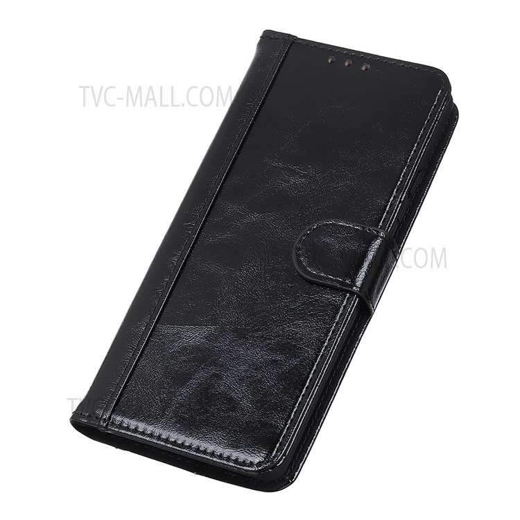 Drop-Resistant Crazy Horse Texture Split Leather Stand Phone Cover Wallet Shell for Samsung Galaxy S22 Plus - Black-5