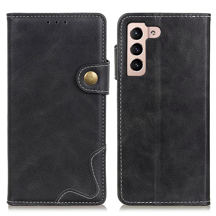Shockproof Flip Phone Case S-shape Textured Wallet Style PU Leather Magnetic Closure Flip Stand Phone Cover for Samsung Galaxy S22 Plus - Black-1