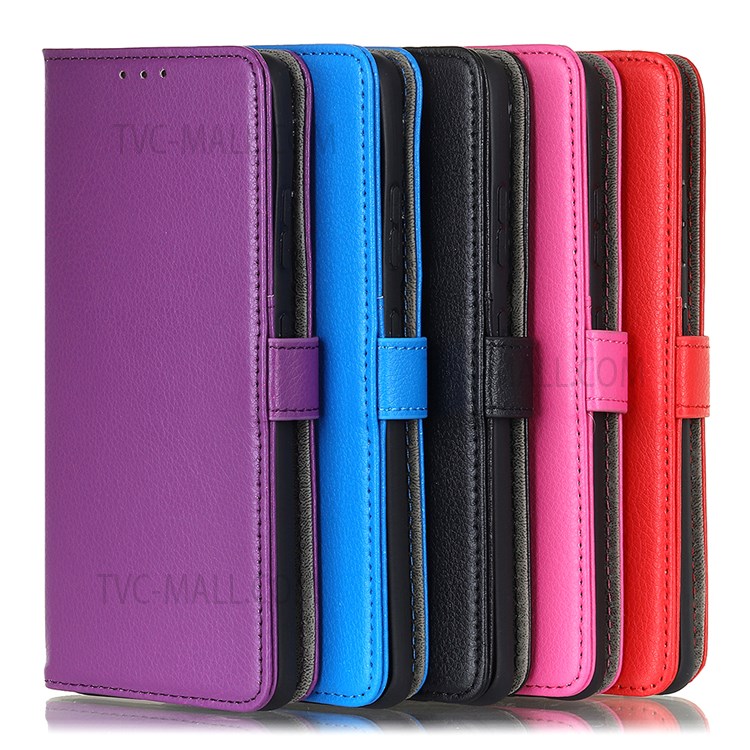 Wallet Stand Design Drop-Proof Litchi Texture PU Leather Case Cover with Secure Closing Magnet for Samsung Galaxy S22 Plus - Black-12