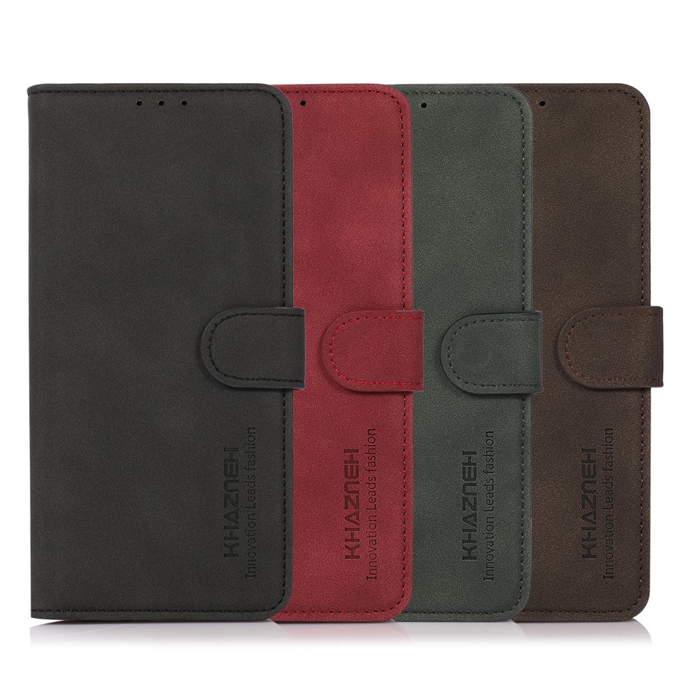 KHAZNEH Wallet Design Book-Style Flip Delicate Textured Leather Phone Cover Stand Case for Samsung Galaxy S22 - Black-9