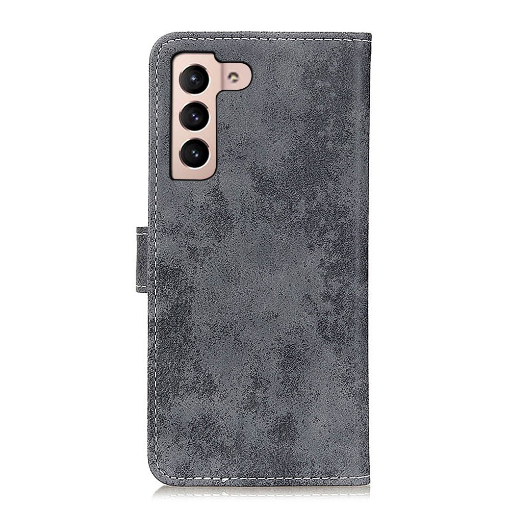 Retro Magnetic Clasp PU Leather Wallet Stand Well-protected Phone Cover Case for Samsung Galaxy S22 - Grey-3