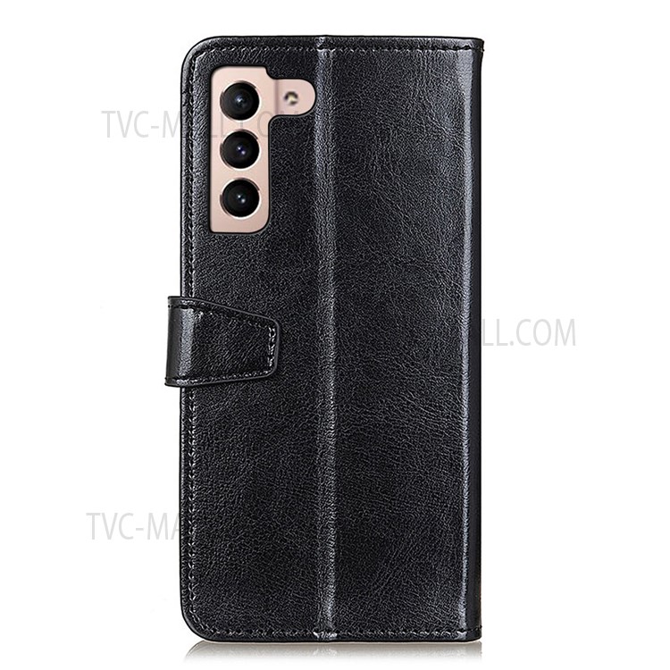 Anti-fall Horizontal Viewing Stand PU Leather Wallet Flip Folio Magnetic Phone Case for Samsung Galaxy S22 - Black-3