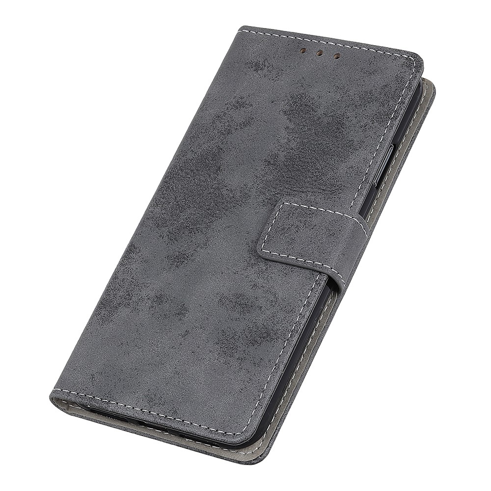Retro Magnetic Clasp PU Leather Wallet Stand Phone Cover Shockproof Case Protector for Samsung Galaxy S22 Plus - Grey-6