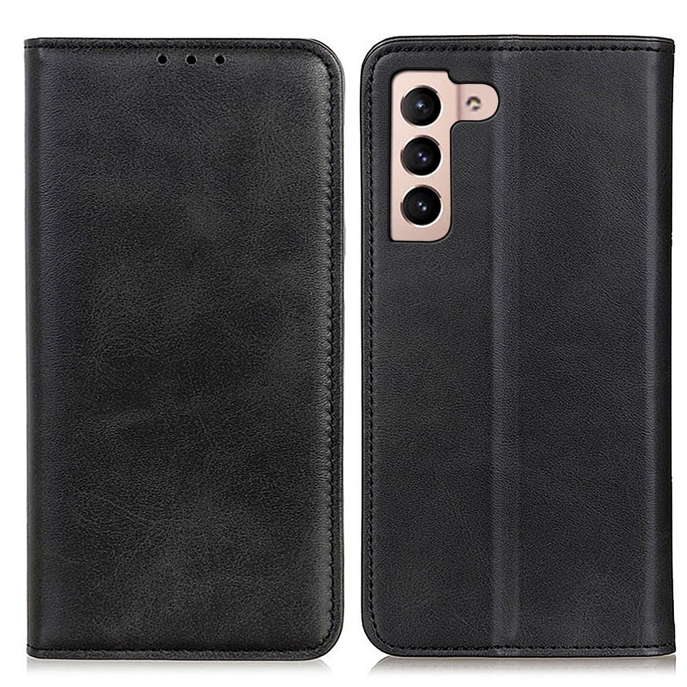 Magnetic Auto-Closing Split Leather Phone Cover with Wallet and Stand for Samsung Galaxy S22 Plus - Black-1