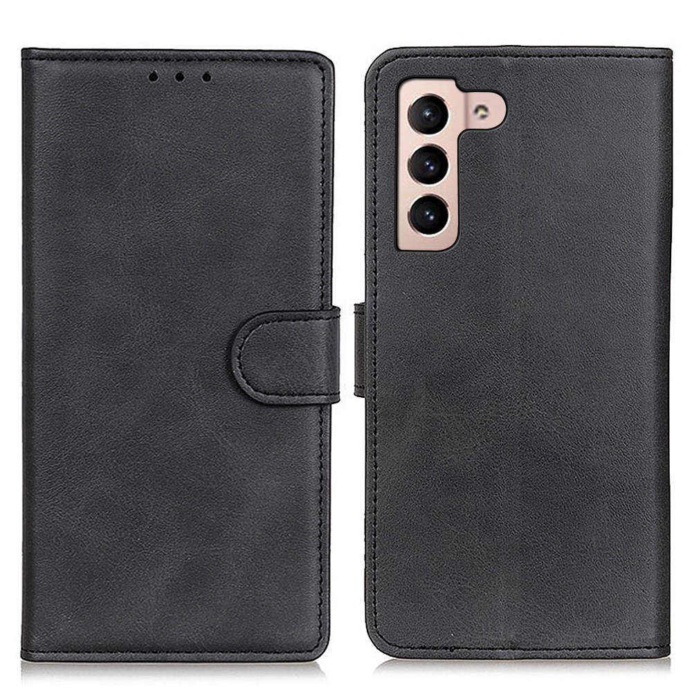 All-around Anti-scratch Phone Protector Cover PU Leather Stand Wallet Case for Samsung Galaxy S22 Plus - Black-1