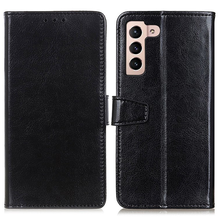 Horizontal Viewing Stand PU Leather Wallet Flip Folio Magnetic Phone Case for Samsung Galaxy S22 Plus - Black-1