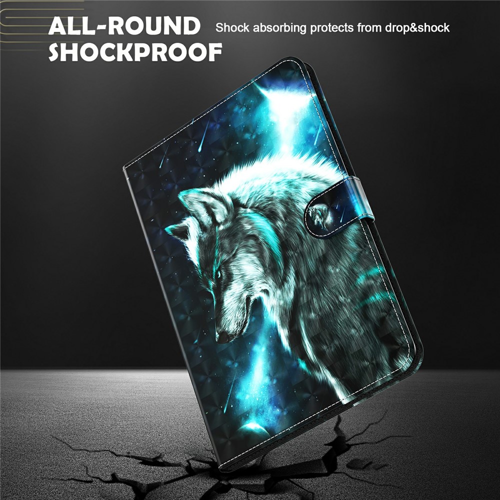 Pattern Printing Stand Wallet Shockproof Leather Tablet Case Cover for Samsung Galaxy Tab A8 10.5 2021 - Wolf-7