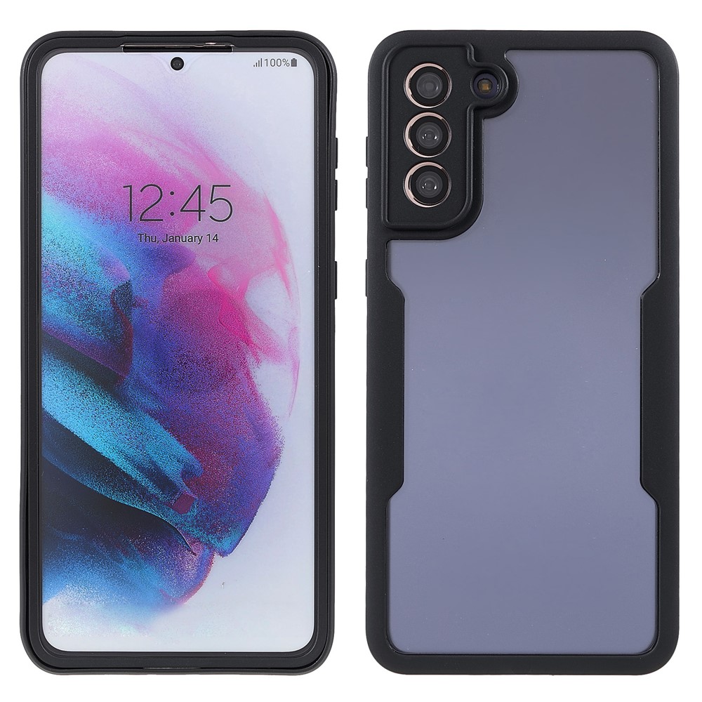 Fully-Wrapped Acrylic + TPU Detachable 2-in-1 Hybrid Phone Protective Case with PET Screen Protector for Samsung Galaxy S21+ 5G/S30+ 5G - Black-1