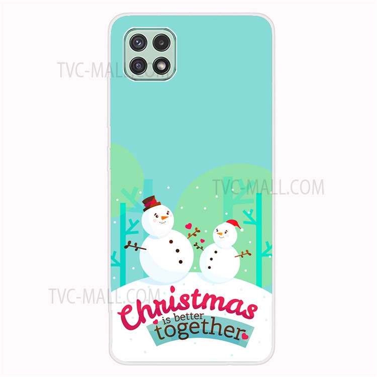 Christmas Pattern Printing Well-Protected Soft TPU Phone Shell Case for Samsung Galaxy A22 5G (EU Version) - Snowman-1