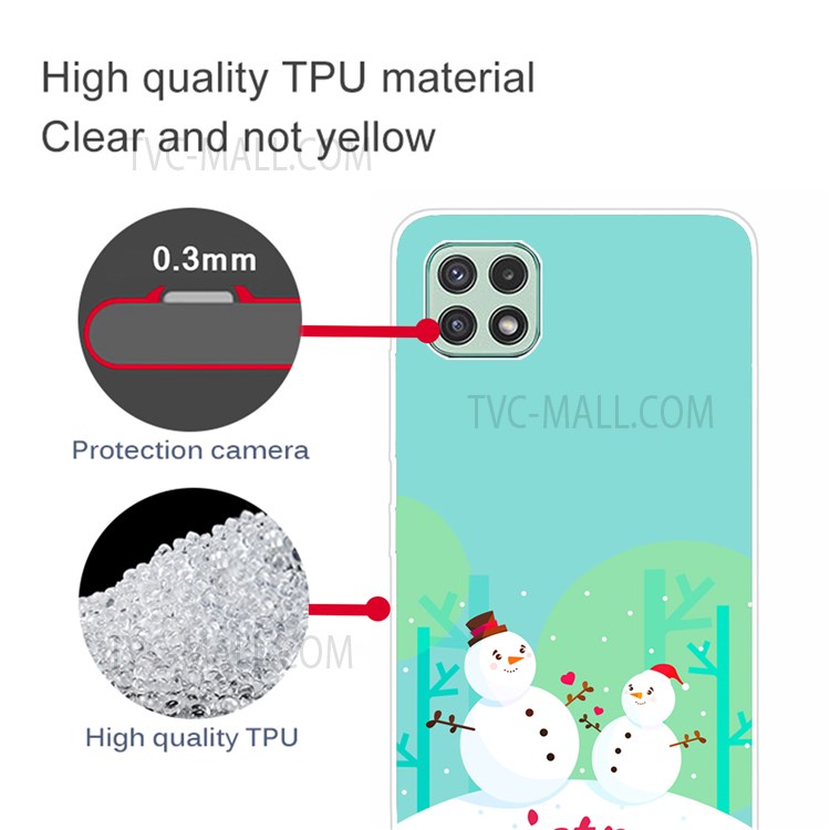 Christmas Pattern Printing Well-Protected Soft TPU Phone Shell Case for Samsung Galaxy A22 5G (EU Version) - Snowman-3