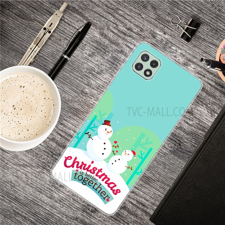 Christmas Pattern Printing Well-Protected Soft TPU Phone Shell Case for Samsung Galaxy A22 5G (EU Version) - Snowman-4