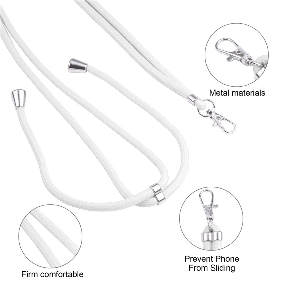 Multi-Color Honeycomb Design Shock-Absorbed Phone Case with Adjustable Lanyard for Samsung Galaxy S21 FE 5G/S21 Fan Edition - White-2