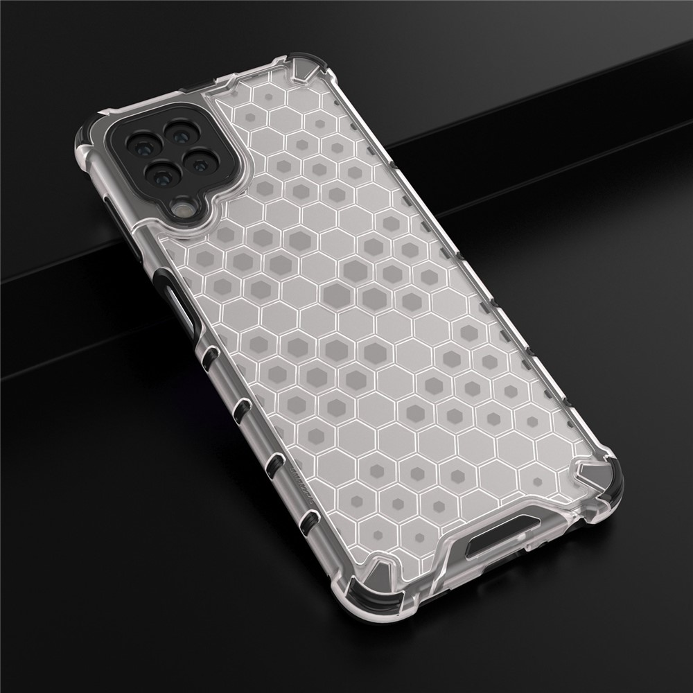 Honeycomb Design Drop-Resistant Phone Case with Adjustable Lanyard for Galaxy A22 4G (EU Version) - White-5
