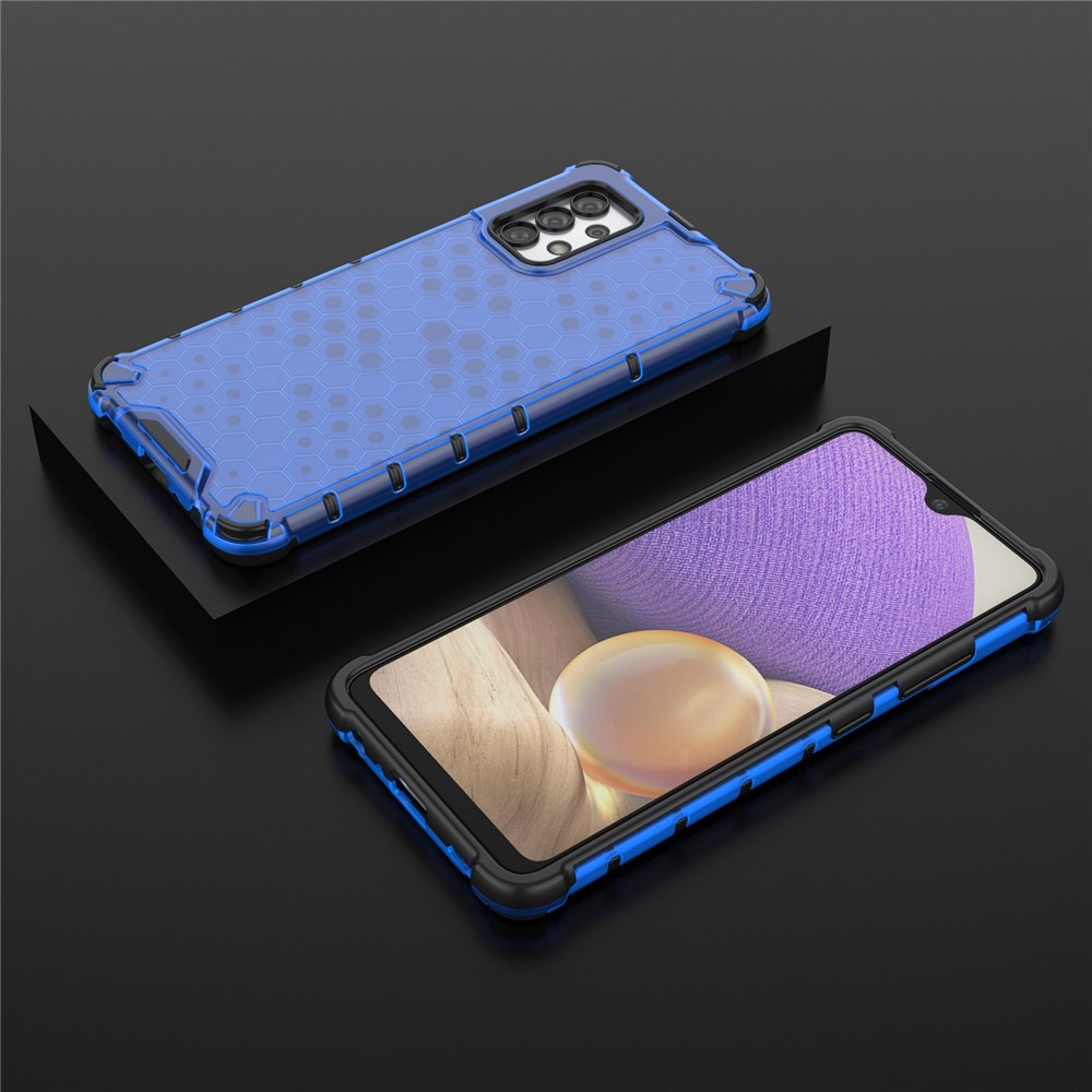 Phone Cover with Hanging String Hard PC+TPU Honeycomb Texture Phone Case for Samsung Galaxy A32 4G (EU Version) - Blue-6