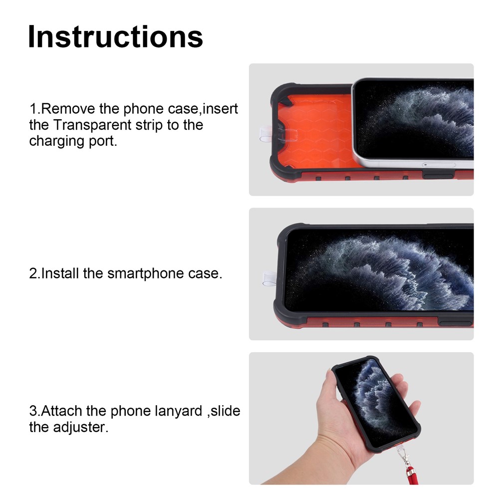 Hard PC+TPU Honeycomb Design Shock-Absorbed Phone Case with Hanging String for Samsung Galaxy A52s 5G / Galaxy A52 5G/4G - Red-3