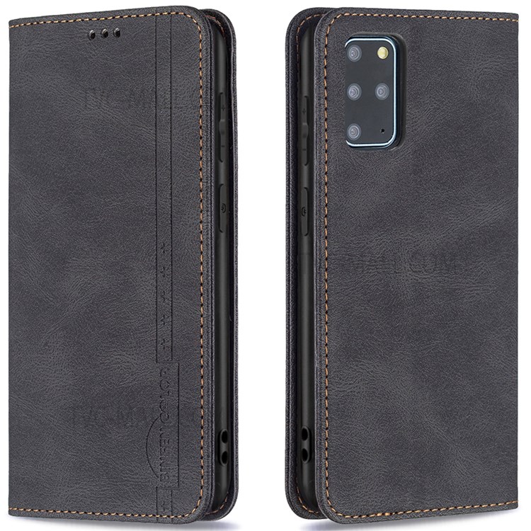 BINFEN COLOR Scratch Resistant Anti-swiping Design PU Leather Phone Case Stand Cover for Samsung Galaxy S20 Plus - Black-1