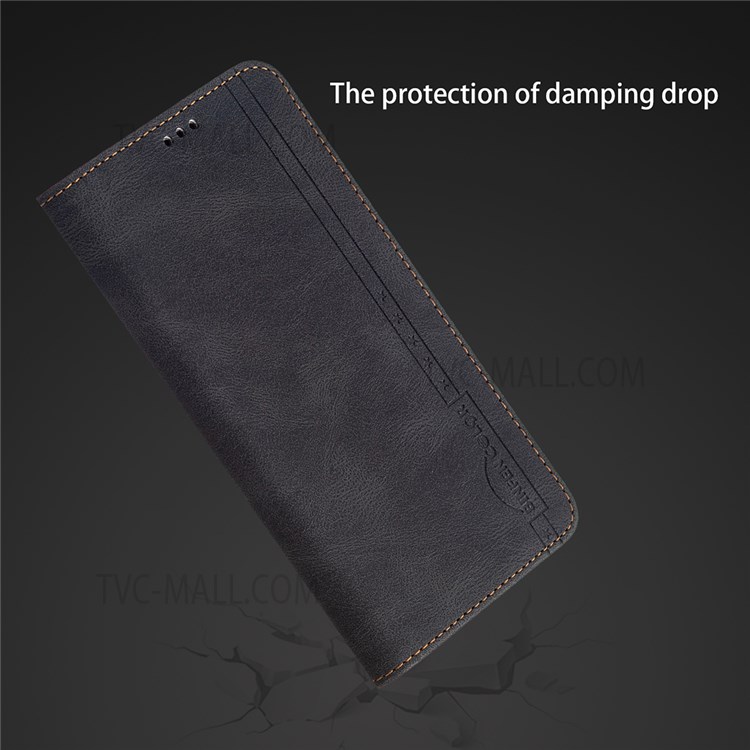 BINFEN COLOR Scratch Resistant Anti-swiping Design PU Leather Phone Case Stand Cover for Samsung Galaxy S20 Plus - Black-6