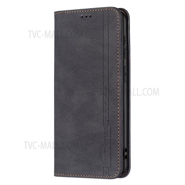 BINFEN COLOR Scratch Resistant Anti-swiping Design PU Leather Phone Case Stand Cover for Samsung Galaxy S20 Plus - Black-9