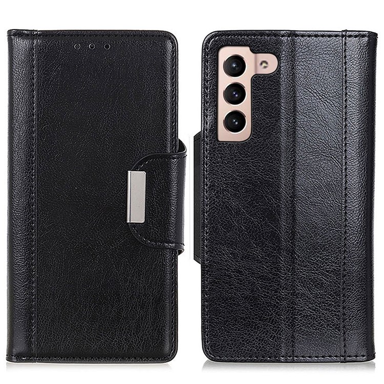 Full Body Protection PU Leather Flip Wallet Stand Folio Case with Magnetic Closure for Samsung Galaxy S22 - Black-1