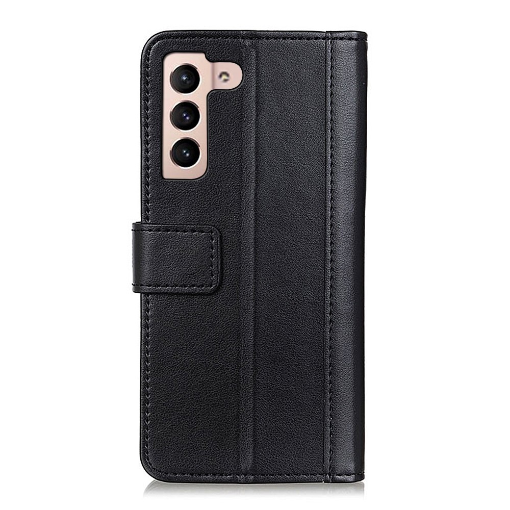 Solid Color Protection PU Leather Cell Phone Wallet Stand Cover Protective Case for Samsung Galaxy S22 - Black-3