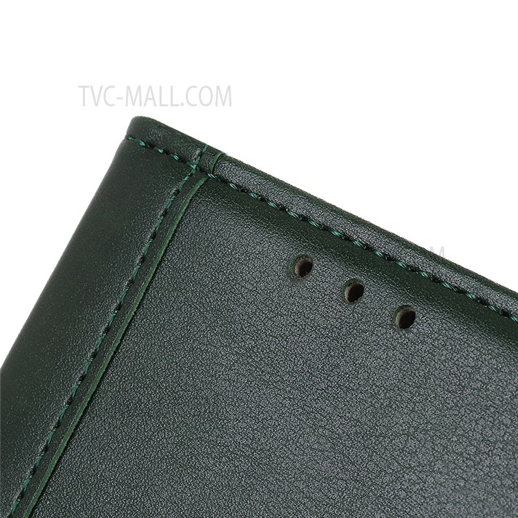 Solid Color Protection PU Leather Cell Phone Wallet Stand Cover Protective Case for Samsung Galaxy S22 - Green-8