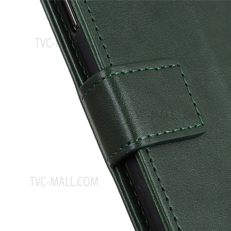 Solid Color Protection PU Leather Cell Phone Wallet Stand Cover Protective Case for Samsung Galaxy S22 - Green-9