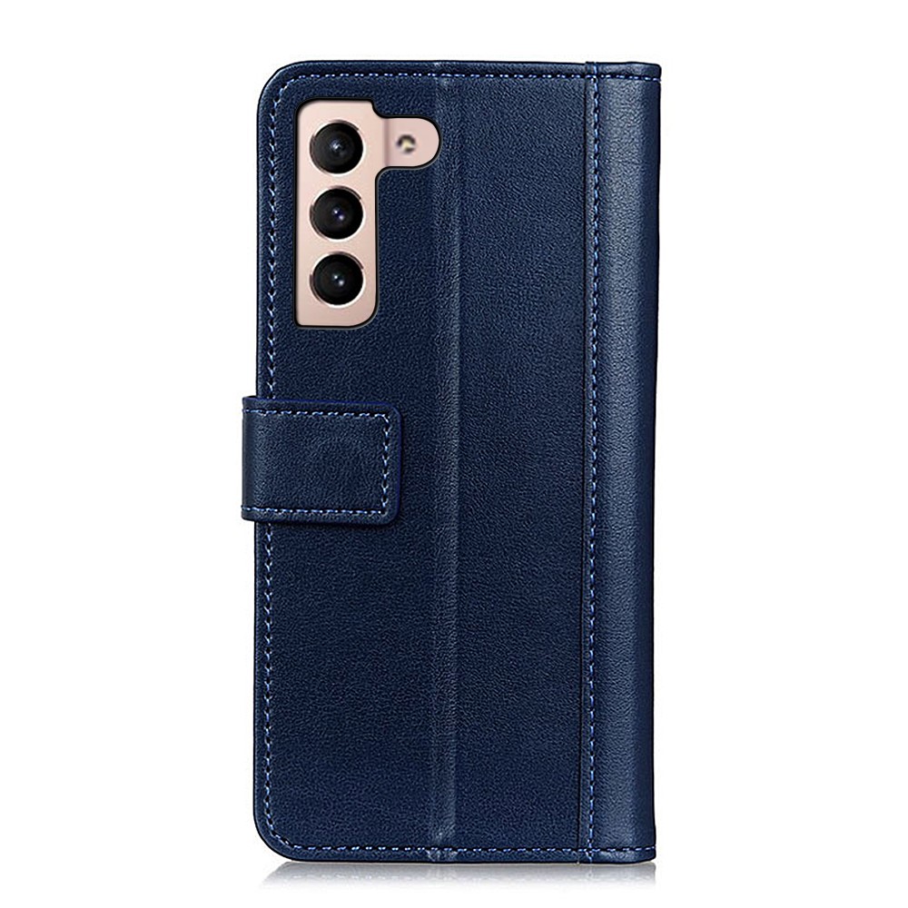 Solid Color Protection PU Leather Cell Phone Wallet Stand Cover Protective Case for Samsung Galaxy S22 - Blue-3