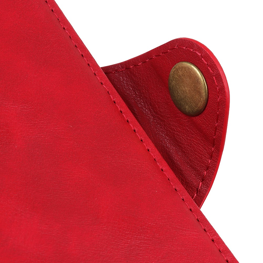 Magnetic Clasp Brass Buckle PU Leather Wallet Stand Phone Case Protector for Samsung Galaxy S22 - Red-7