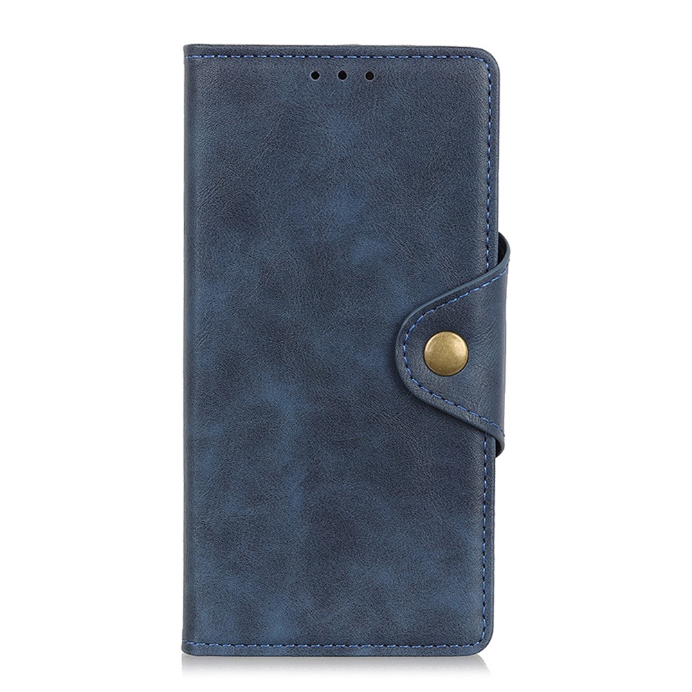 Magnetic Clasp Brass Buckle PU Leather Wallet Stand Phone Case Protector for Samsung Galaxy S22 - Blue-2