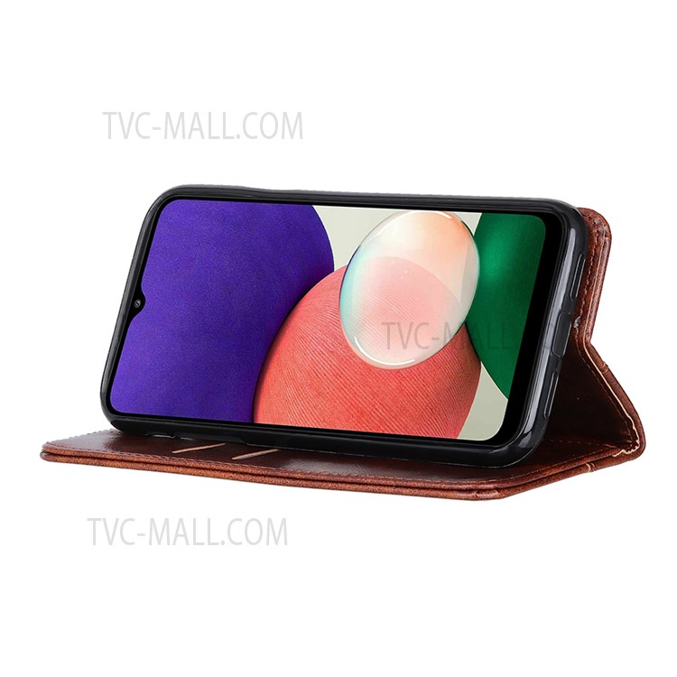 Auto Closing Magnetic PU Leather Wallet Stand Shockproof Protective Cover for Samsung Galaxy S22 Ultra - Brown-5