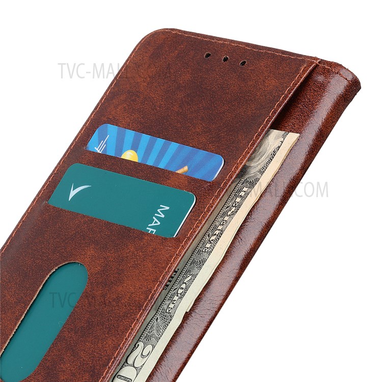 Auto Closing Magnetic PU Leather Wallet Stand Shockproof Protective Cover for Samsung Galaxy S22 Ultra - Brown-6