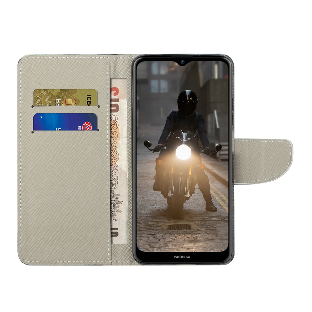 Cross Texture Pattern Printing PU Leather Wallet Stand Flip Shockproof Cover with Wrist Strap for Samsung Galaxy S22 - Green Tree-5