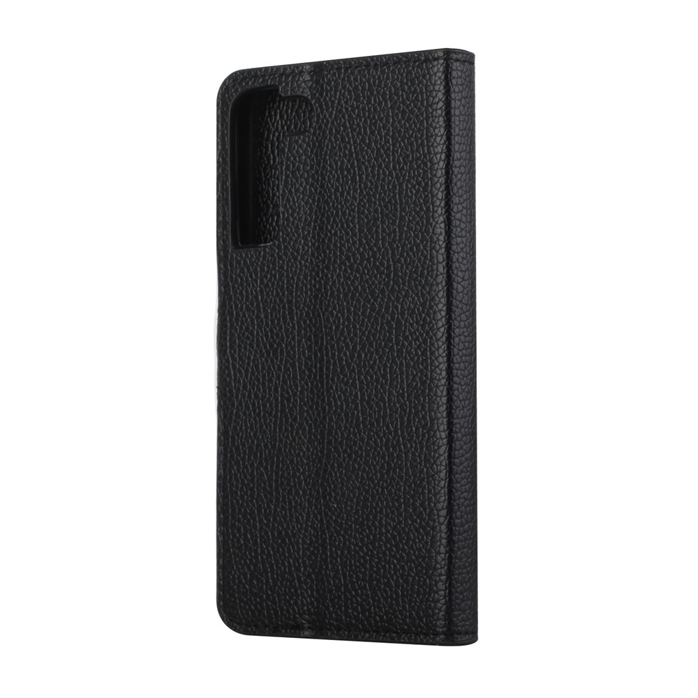 Litchi Skin Stand Leather Wallet Case Shock Buffer Magnetic Clasp Cell Phone Protector Shell for Samsung Galaxy S22 Plus-3
