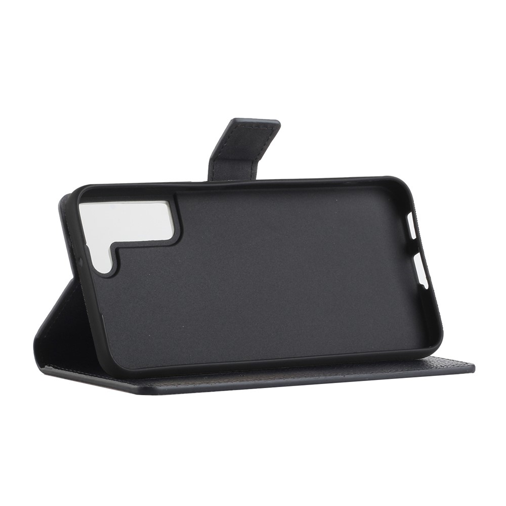 Litchi Skin Stand Leather Wallet Case Shock Buffer Magnetic Clasp Cell Phone Protector Shell for Samsung Galaxy S22 Plus-4
