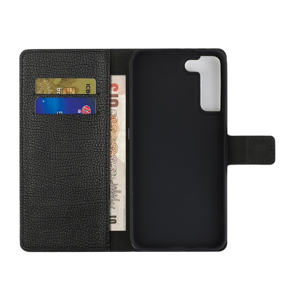 Litchi Skin Stand Leather Wallet Case Shock Buffer Magnetic Clasp Cell Phone Protector Shell for Samsung Galaxy S22 Plus-5