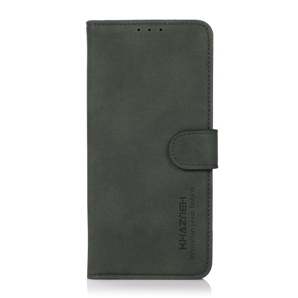 KHAZNEH Magnetic Closure Shockproof PU Leather Wallet Cover Stand Design Phone Case for Samsung Galaxy S22 Ultra - Green-2