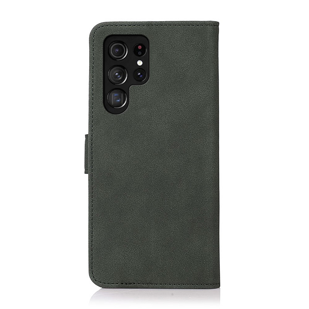 KHAZNEH Magnetic Closure Shockproof PU Leather Wallet Cover Stand Design Phone Case for Samsung Galaxy S22 Ultra - Green-3