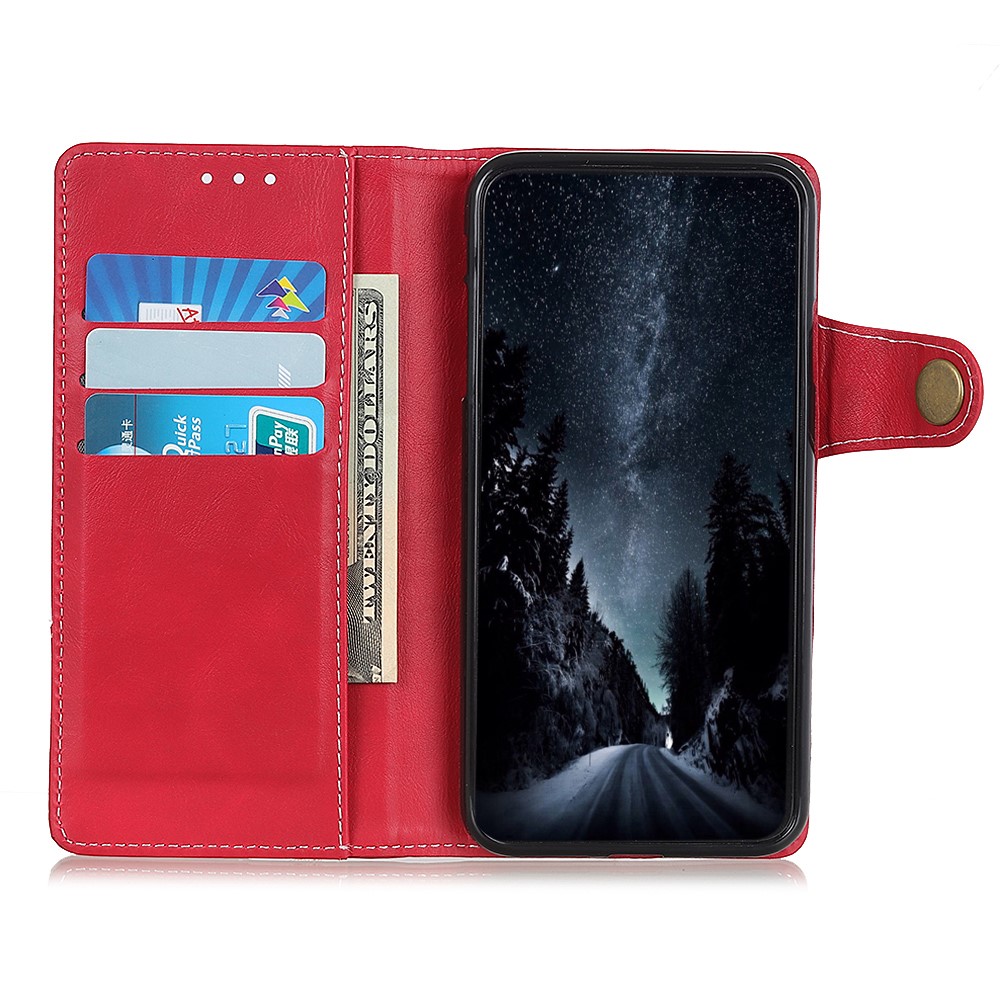 Stitching S-Shape Texture PU Leather Stand Phone Shell Cover with Wallet for Samsung Galaxy S22 Ultra - Red-4