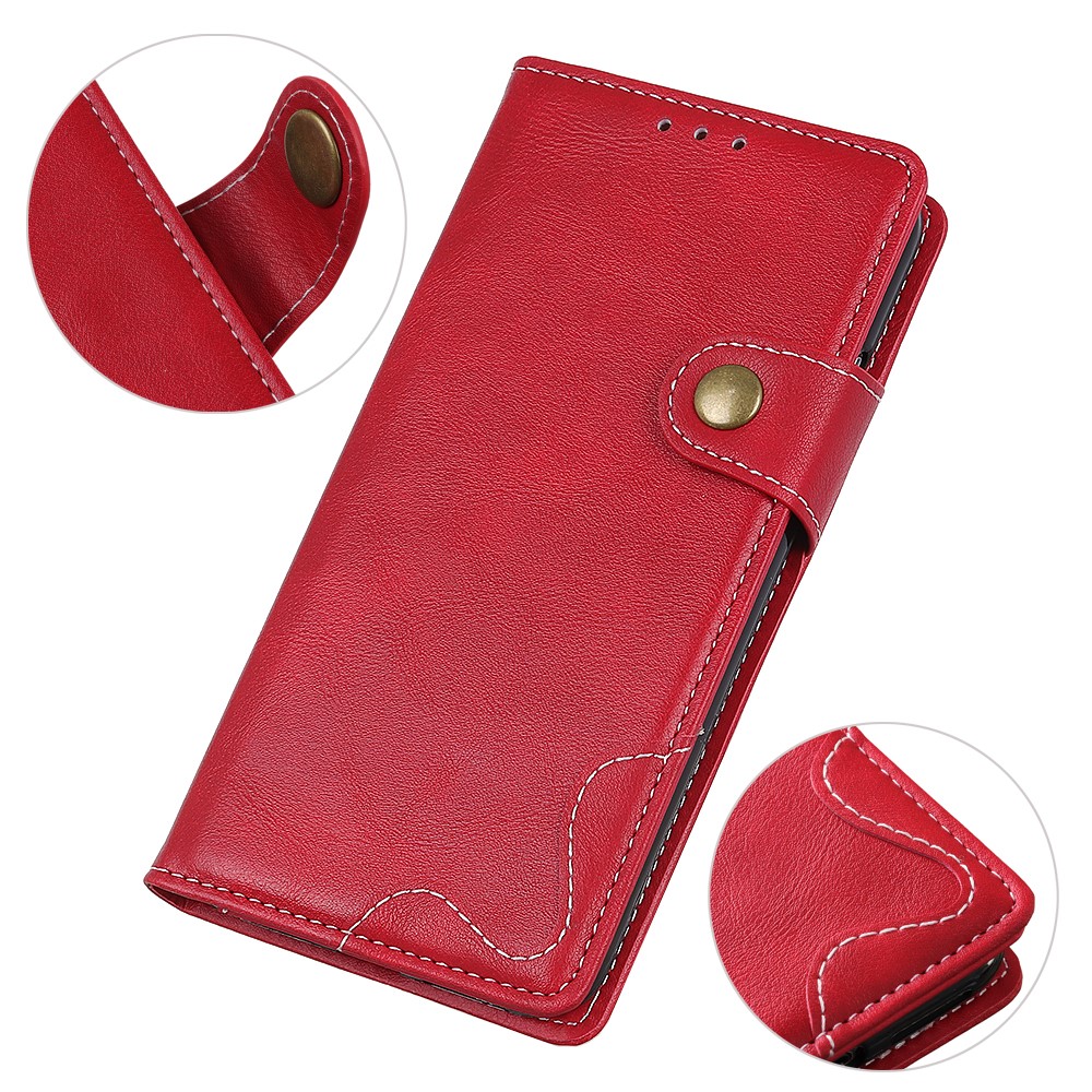 Stitching S-Shape Texture PU Leather Stand Phone Shell Cover with Wallet for Samsung Galaxy S22 Ultra - Red-7