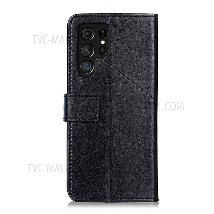 Magnetic Buckle PU Leather Stand Wallet Protective Phone Case for Samsung Galaxy S22 Ultra - Black-3