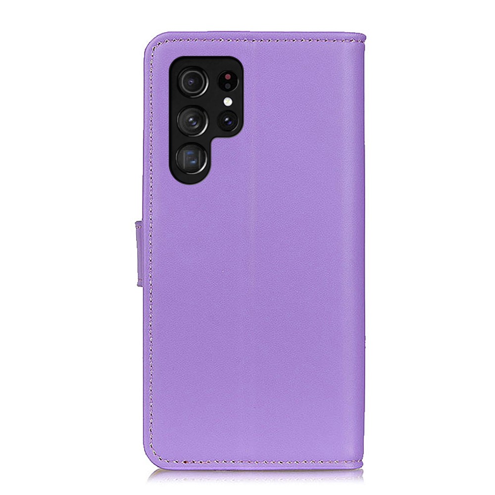 Scratch-resistant Wallet Stand Design Horizontal Flip Leather Cover Phone Case for Samsung Galaxy S22 Ultra - Purple-3