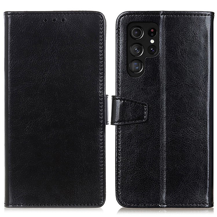 Wallet Design Leather Cover TPU Phone Case Shell with Supporting Stand for Samsung Galaxy S22 Ultra - Black-1